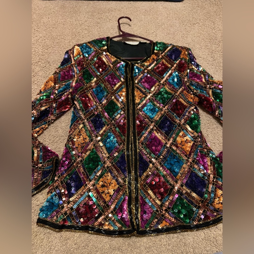 “LAURENCE Kazar” vintage sequin cardigan